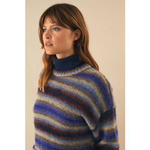 Mona Stripes Knit Blue Leon & Harper | Teens & Women Fashion | Goldfish.be