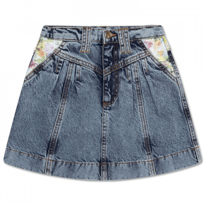 Bob Denim Skirt Acid Color Block