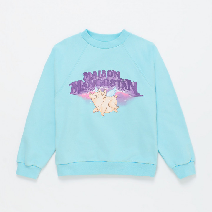 Flying Pig Sweatshirt Light Blue