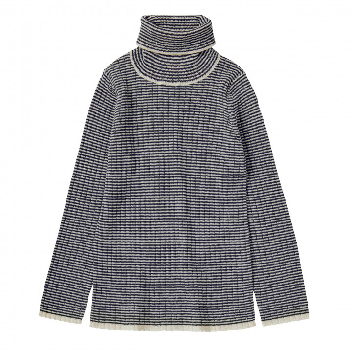 Rollneck Blouse Ecru / Dark Navy