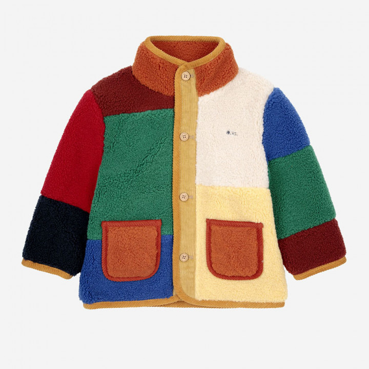 Baby Color Block Sheepskin Jacket