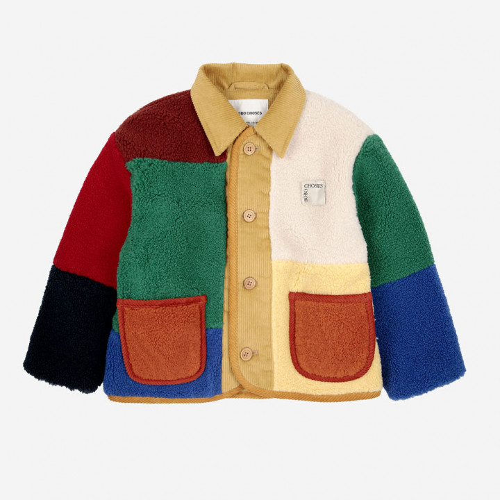 Color Block Sheepskin Jacket