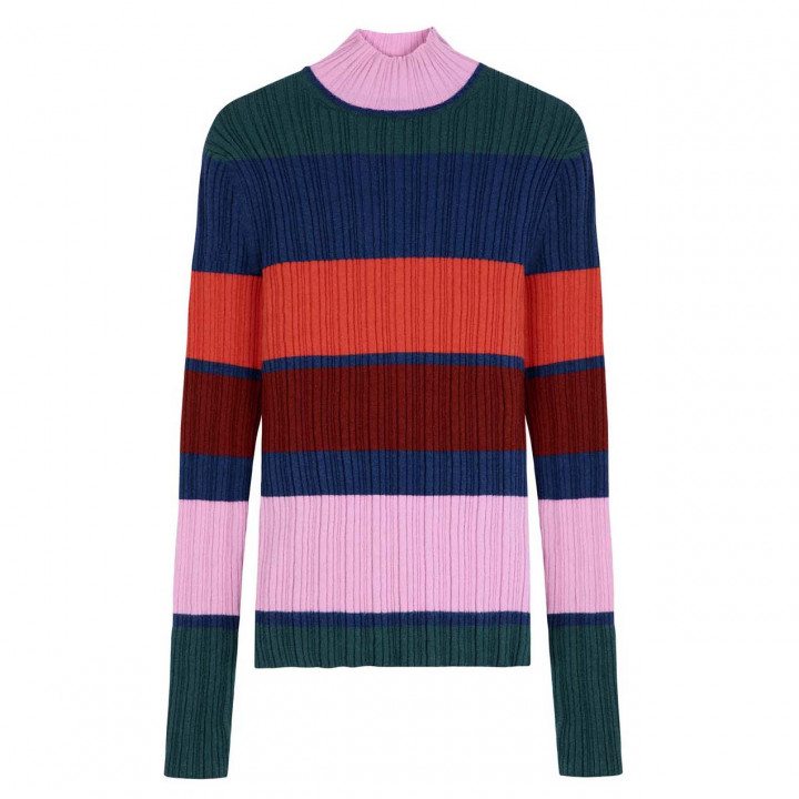 Multi Stripes Knitted Turtle Neck