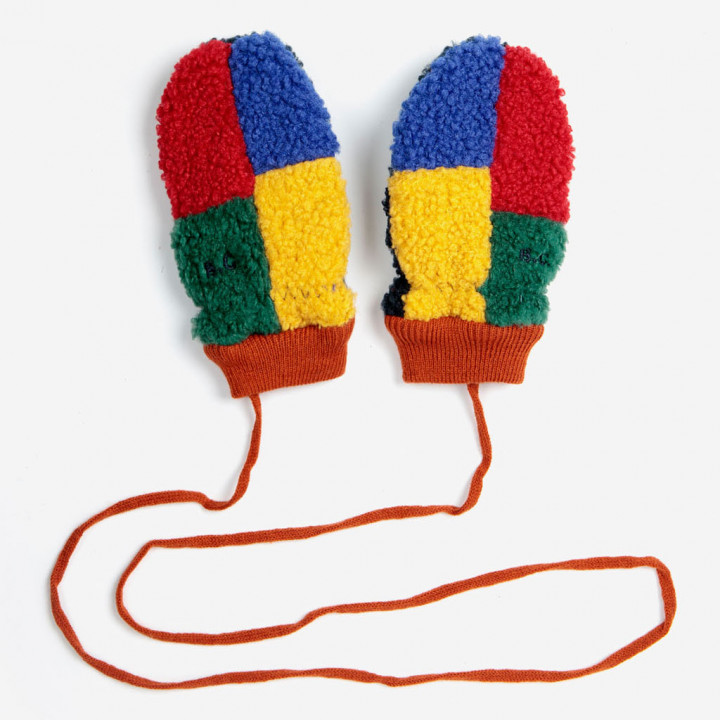 Baby Color Block Sheepskin Mittens