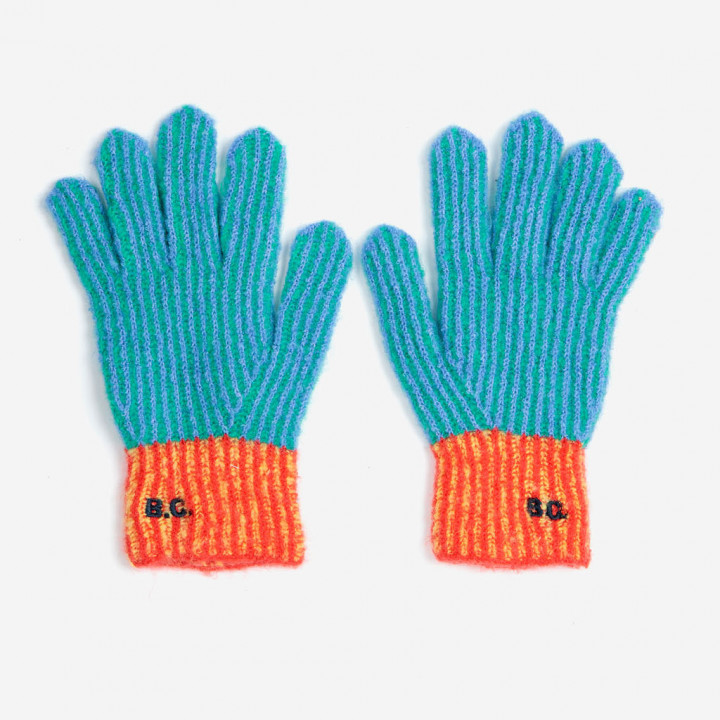 Color Stripes Knitted Gloves