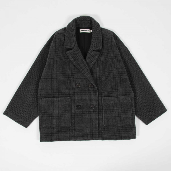 Checked Wool Cocoon Jacket