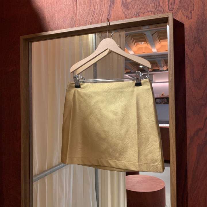 Jass Leather Skirt Gold
