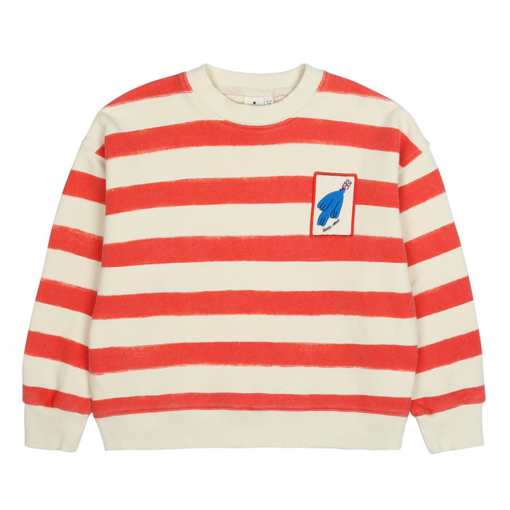 Bird Striped Sweatshirt Red