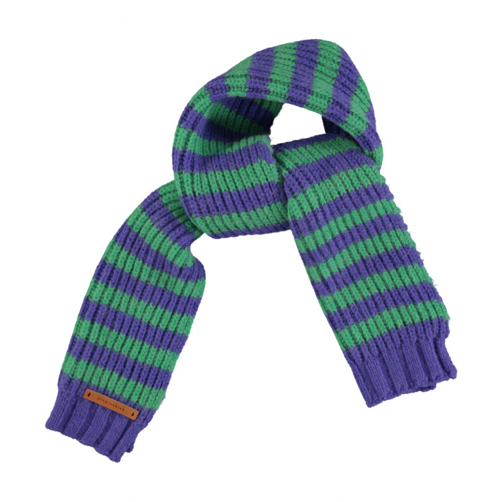 Knitted Scarf Green & Purple Stripes