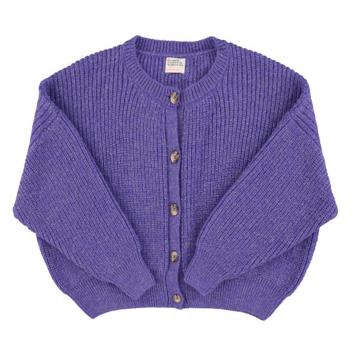 Knitted Soft Cardigan Purple Golden lurex