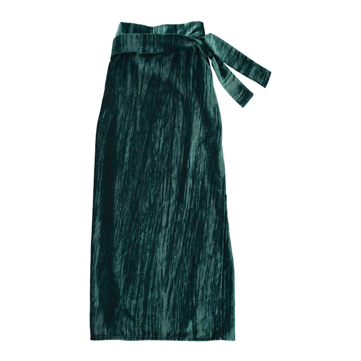 Long Wrap Skirt Green