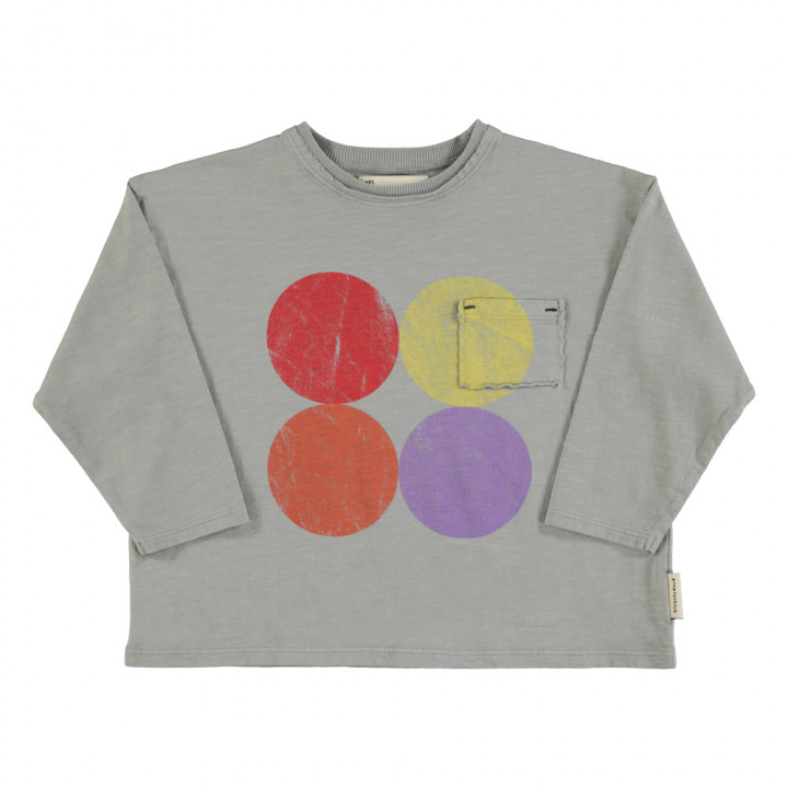 Longsleeve T-Shirt Grey Multicolor Circles Print