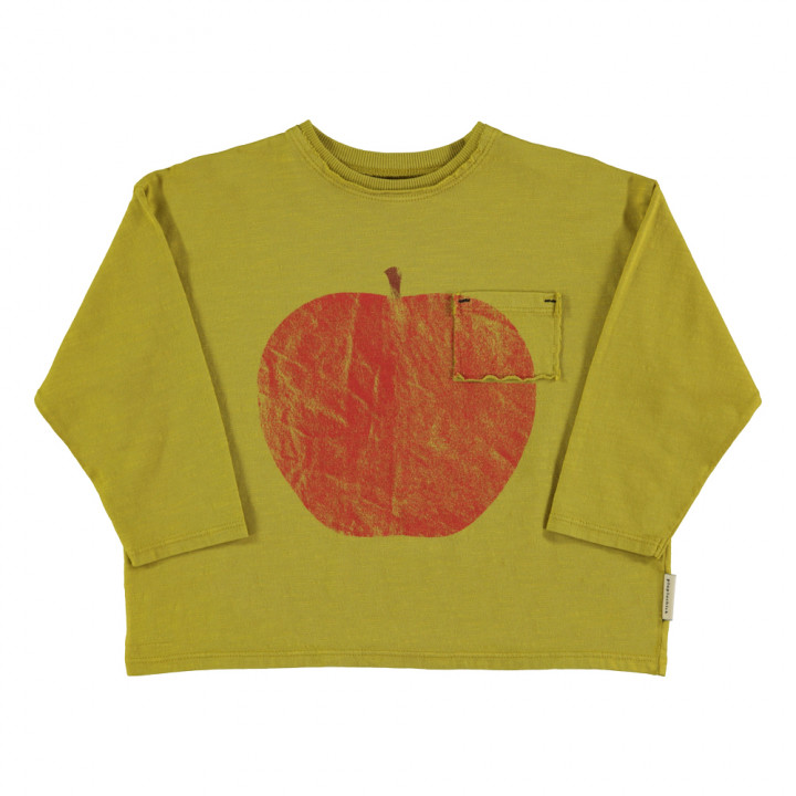 Longsleeve T-Shirt Olive Green Red Apple Print
