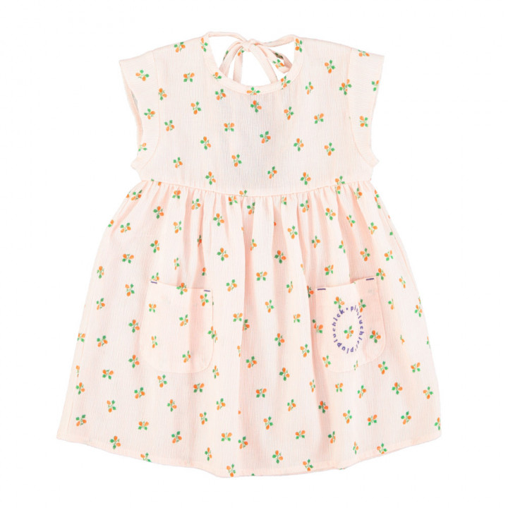 Short Dress Light Pink Stripes w/ Little Flowers