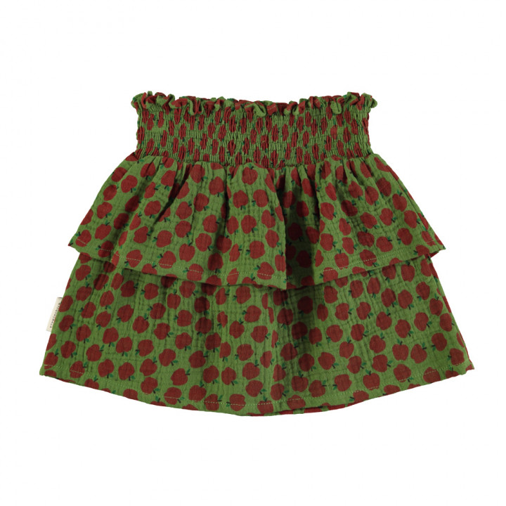 Short Skirt Olive Green w/ Red Apples