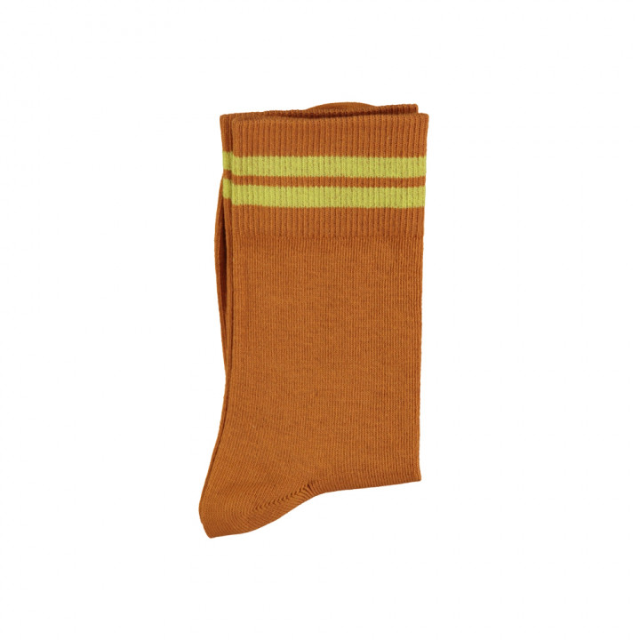 Short Socks Camel w/ Yellow Stripes