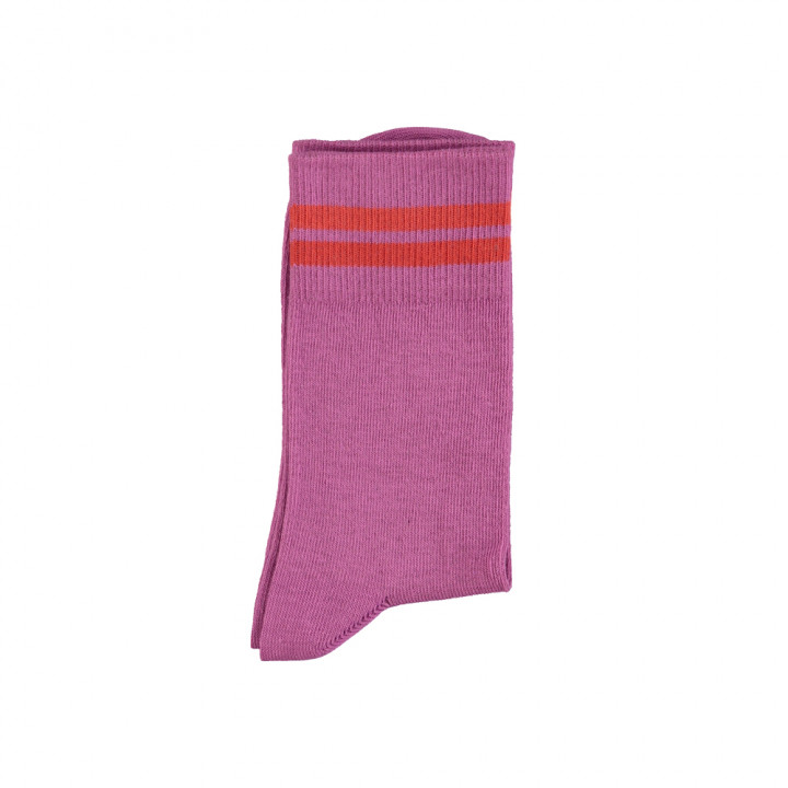 Short Socks Lilac w/ Red Stripes
