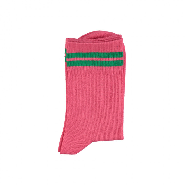 Short Socks Pink w/ Green Stripes