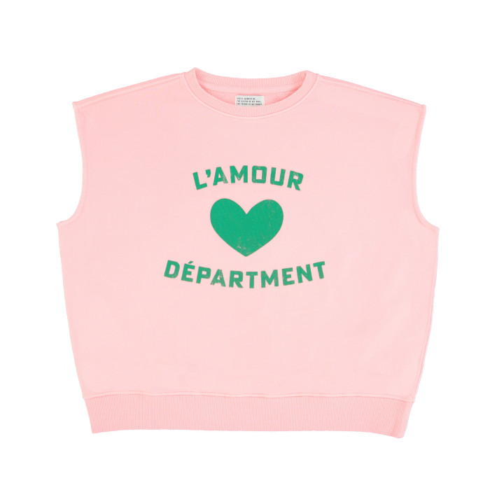 Sleeveless Sweatshirt Pink L'Amour Print