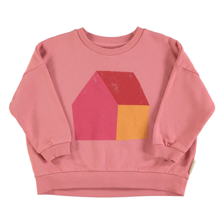 Sweatshirt Pink Multicolor House Print