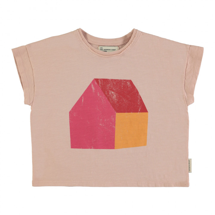 T-Shirt Light Pink Multicolor House Print