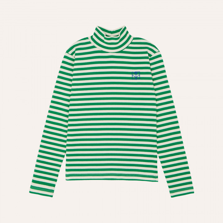 Green Stripes Turtle Neck Kids T-Shirt