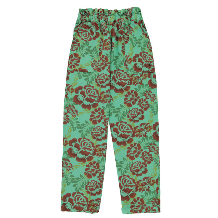 Trousers Green Flowers Allover