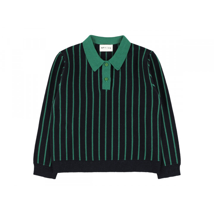 Vincent Knit Polo Nouvelle Black/Malachite