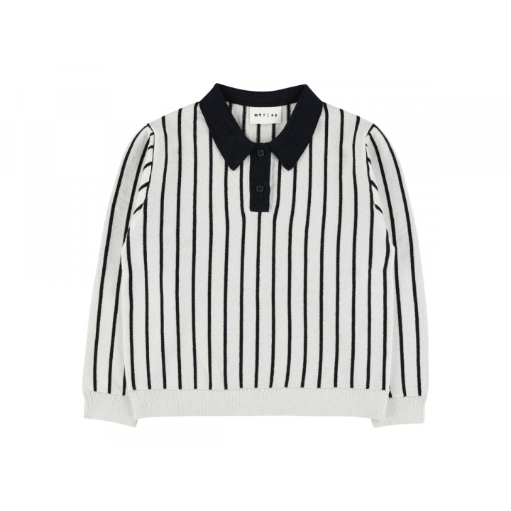 Vincent Knit Polo Nouvelle Chalk/Black