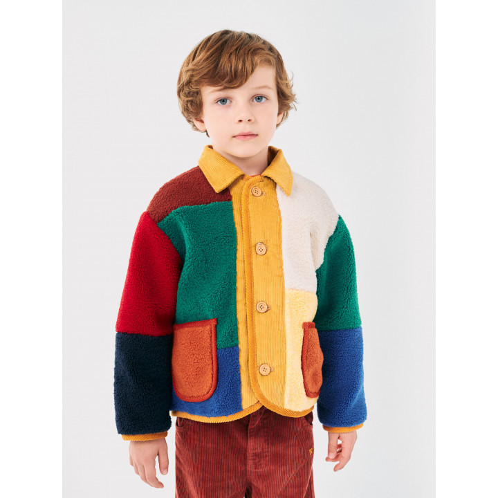 Color Block Sheepskin Jacket