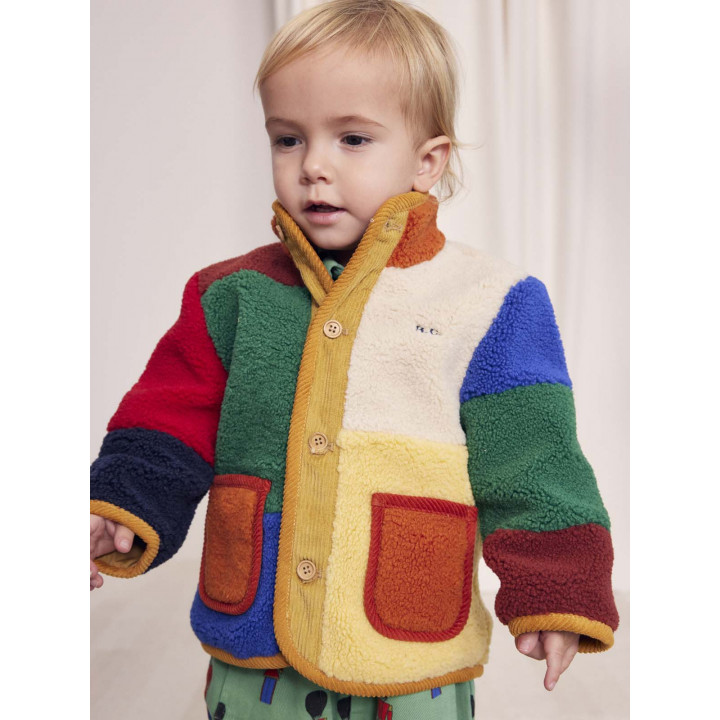 Baby Color Block Sheepskin Jacket