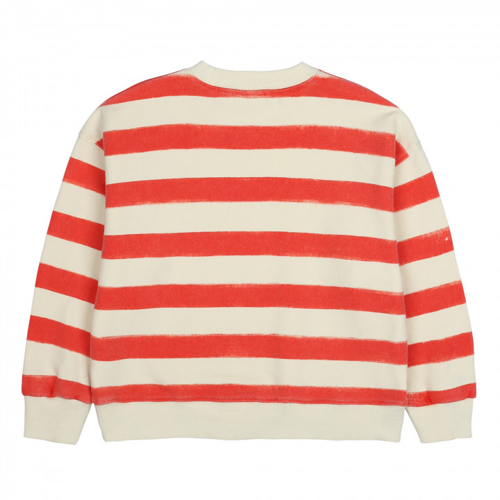 Bird Striped Sweatshirt Red