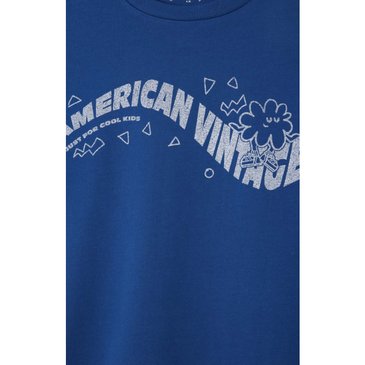 Fizvalley T-Shirt Bleu Roi Vintage