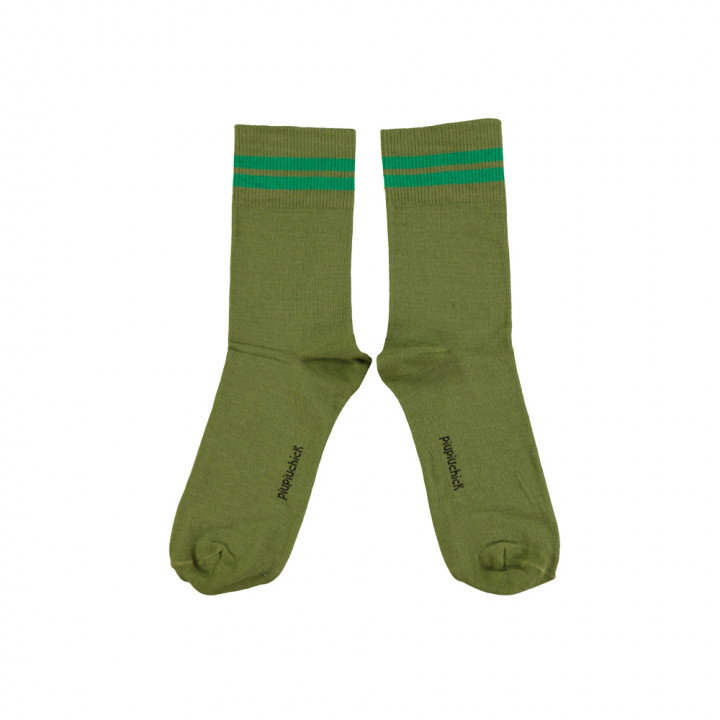 Short Socks Olive w/ Green Stripes