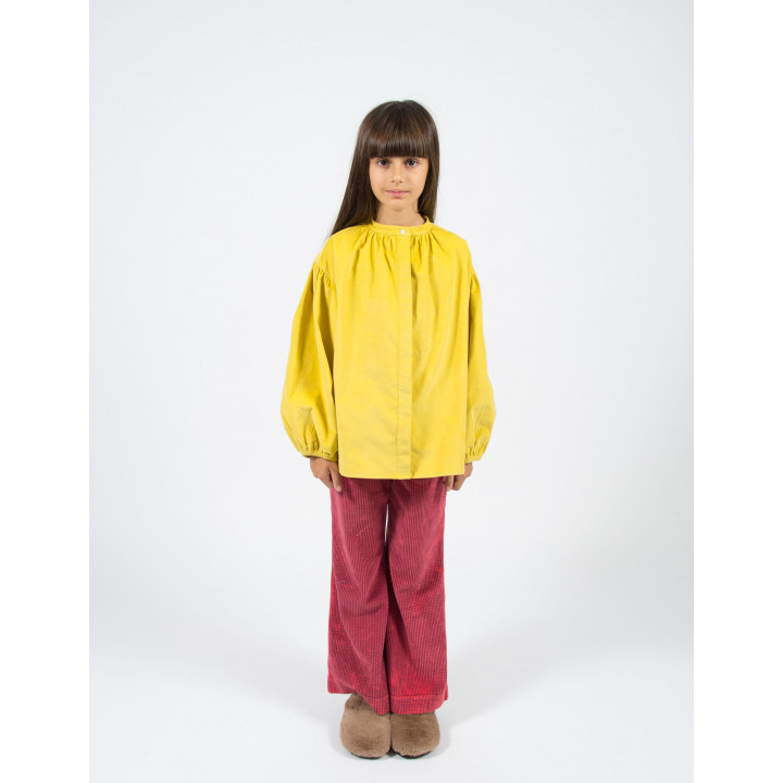 Corduroy Pleated Blouse Yellow