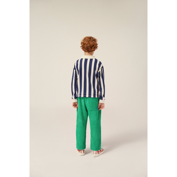 Blue Stripes Long Sleeve Kids Polo
